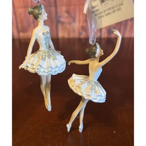 White Ballerina Fairy Christmas Tree Decoration Ornament Set Of 2 Gisela Graham